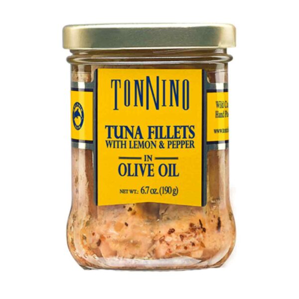 tonnino tuna fillets with lemon pepper in olive oil