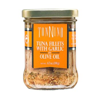 tonnino tuna fillets with garlic in olive oil