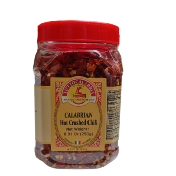 Tutto Calabria Hot Crushed Calabrian Chili Peppers 250 Grams (8.81 oz) Shaker Jar