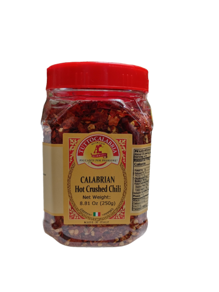 Tutto Calabria Hot Crushed Calabrian Chili Peppers 250 Grams (8.81 oz) Shaker Jar