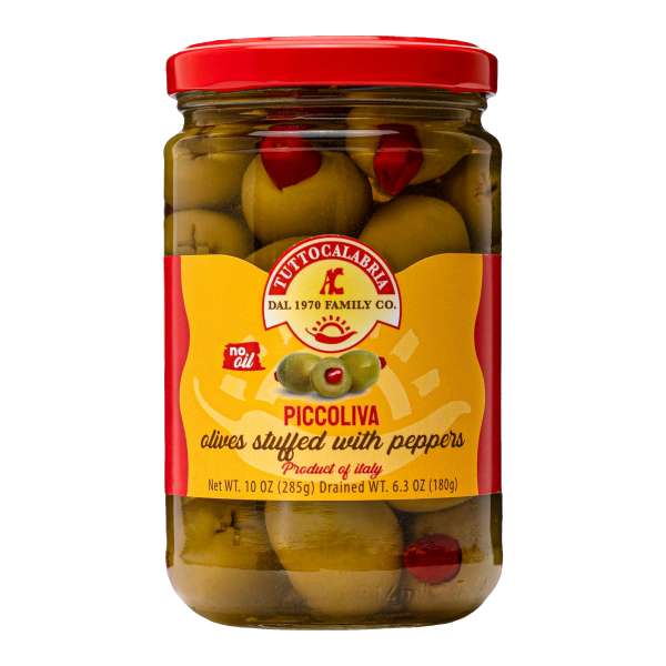 Tutto Calabria Green Olives Stuffed with Calabrian Hot Peppers 10.2 Oz Jar